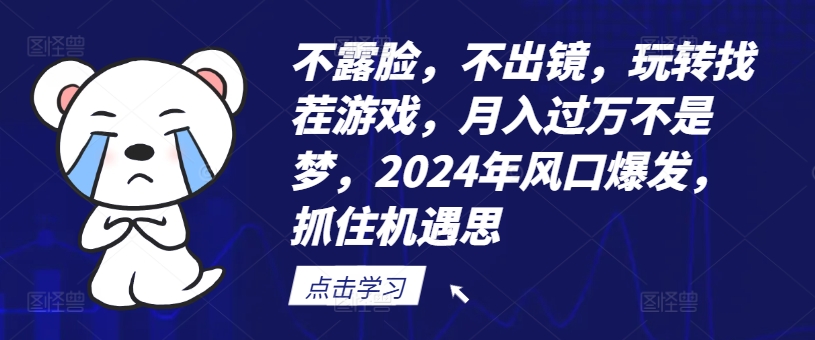 不露脸，不出镜，玩转找茬游戏，月入过万不是梦，2024年风口爆发，抓住机遇【揭秘】-赚金金-技能学习分享