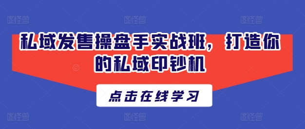 私域发售操盘手实战班，打造你的私域印钞机-赚金金-技能学习分享