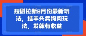 短剧拉新8月份最新玩法,挂羊头卖狗肉玩法,发就有收益-赚金金-技能学习分享