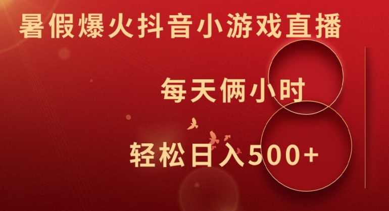 暑假爆火抖音小游戏直播，每天俩小时，轻松日入500+【揭秘】-赚金金-技能学习分享
