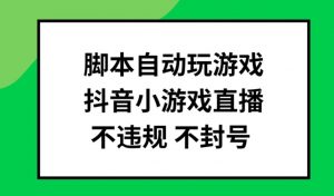脚本自动玩游戏,抖音小游戏直播,不违规不封号可批量做【揭秘】-赚金金-技能学习分享