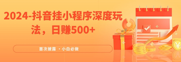 2024全网首次披露，抖音挂小程序深度玩法，日赚500+，简单、稳定，带渠道收入，小白必做【揭秘】-赚金金-技能学习分享
