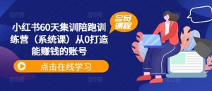 小红书60天集训陪跑训练营(系统课)从0打造能赚钱的账号-赚金金-技能学习分享