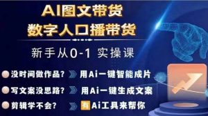 Ai图文带货+数字人口播带货，从0~1实操体系课-赚金金-技能学习分享