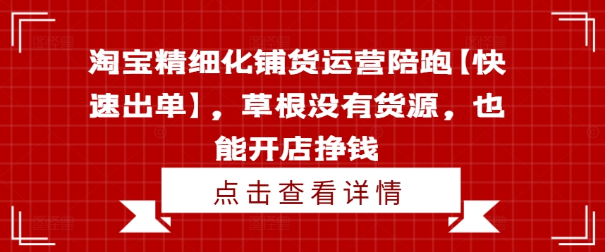 淘宝精细化铺货运营陪跑【快速出单】，草根没有货源，也能开店挣钱-赚金金-技能学习分享