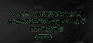 个人IP真人出镜短视频实操课,从0到1系统性学习做有个人ip属性的带货账号-赚金金-技能学习分享
