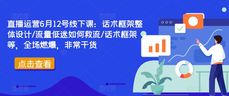 直播运营6月12号线下课：话术框架整体设计/流量低迷如何救流/话术框架等，全场燃爆，非常干货-赚金金-技能学习分享