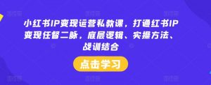 小红书IP变现运营私教课,打通红书IP变现任督二脉,底层逻辑、实操方法、战训结合-赚金金-技能学习分享