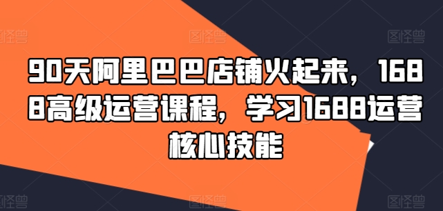 90天阿里巴巴店铺火起来，1688高级运营课程，学习1688运营核心技能-赚金金-技能学习分享