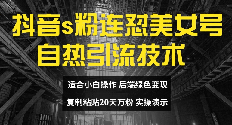 抖音s粉连怼美女号自热引流技术复制粘贴，20天万粉账号，无需实名制，矩阵操作【揭秘】-赚金金-技能学习分享
