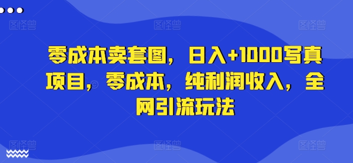 零成本卖套图,日入+1000写真项目,零成本,纯利润收入,全网引流玩法-赚金金-技能学习分享