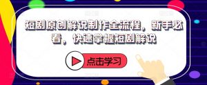 短剧原创解说制作全流程,新手必看,快速掌握短剧解说-赚金金-技能学习分享