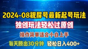 08月视频号最新起号玩法,独特方法过原创日入三位数轻轻松松【揭秘】-赚金金-技能学习分享