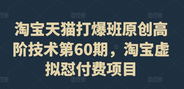 淘宝天猫打爆班原创高阶技术第60期，淘宝虚拟怼付费项目-赚金金-技能学习分享
