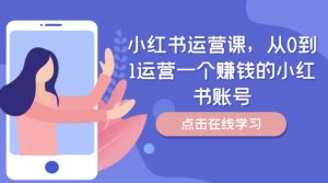 小红书运营课,从0到1运营一个赚钱的小红书账号-赚金金-技能学习分享