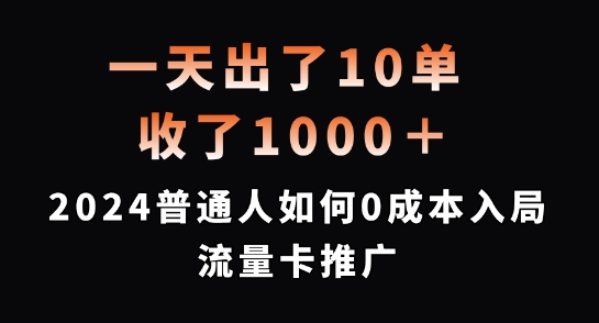 一天出了10单，收了1000+，2024普通人如何0成本入局流量卡推广【揭秘】-赚金金-技能学习分享
