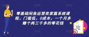 零基础闲鱼运营卖家篇系统课程,门槛低,0成本,一个月多赚个两三千多的零花钱-赚金金-技能学习分享