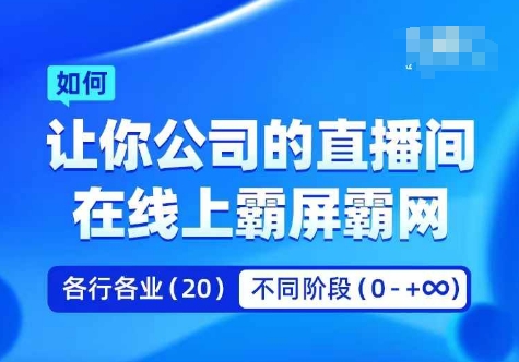 企业矩阵直播霸屏实操课，让你公司的直播间在线上霸屏霸网-赚金金-技能学习分享