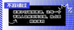 逆袭IP打造陪跑课,让每一个普通人也能玩转流量,抢占自媒体福利-赚金金-技能学习分享