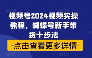 视频号2024视频实操教程,蝴蝶号新手带货十步法-赚金金-技能学习分享