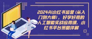 2024AI小红书运营(从入门到大师),好学好用的人工智能实战应用课,小红书平台策略详解-赚金金-技能学习分享