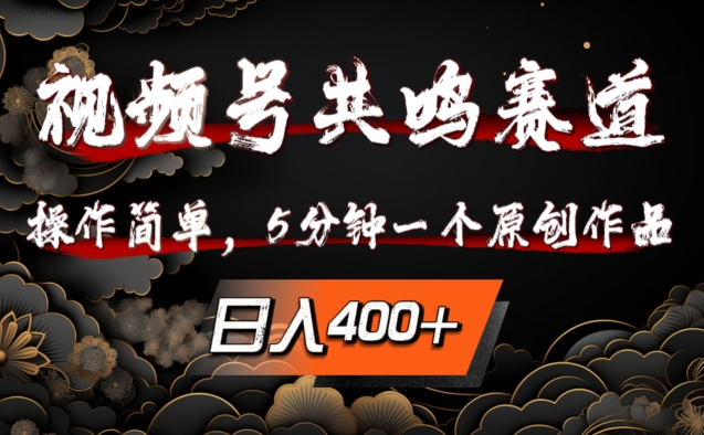 视频号共鸣赛道，操作简单，5分钟1个原创作品，日入几张【揭秘】-赚金金-技能学习分享