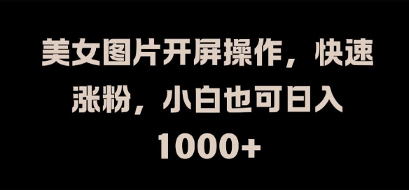 美女图片开屏操作，快速涨粉，小白也可日入1k【揭秘】-赚金金-技能学习分享