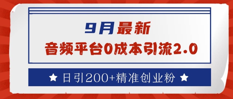 9月最新：音频平台0成本引流，日引200+精准创业粉【揭秘】-赚金金-技能学习分享