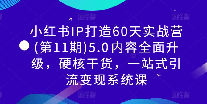小红书IP打造60天实战营(第11期)5.0​内容全面升级，硬核干货，一站式引流变现系统课-赚金金-技能学习分享
