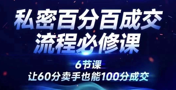 私密百分百成交流程线上训练营，绝对成交，让60分卖手也能100分成交-赚金金-技能学习分享