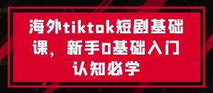 海外tiktok短剧基础课,新手0基础入门认知必学-赚金金-技能学习分享