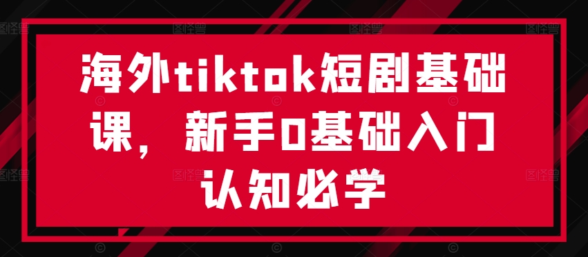 海外tiktok短剧基础课，新手0基础入门认知必学-赚金金-技能学习分享