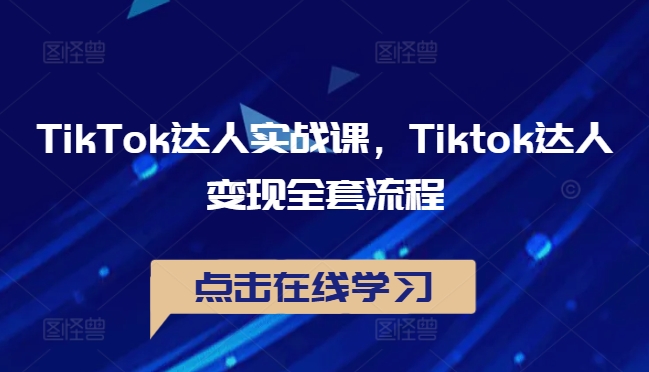 TikTok达人实战课，Tiktok达人变现全套流程-赚金金-技能学习分享