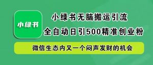 小绿书无脑搬运引流，全自动日引500精准创业粉，微信生态内又一个闷声发财的机会【揭秘】-赚金金-技能学习分享