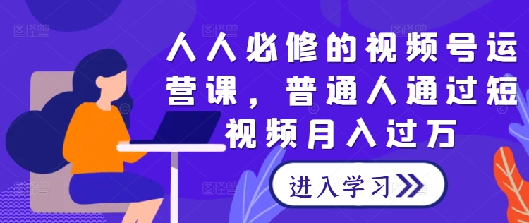 人人必修的视频号运营课，普通人通过短视频月入过万-赚金金-技能学习分享