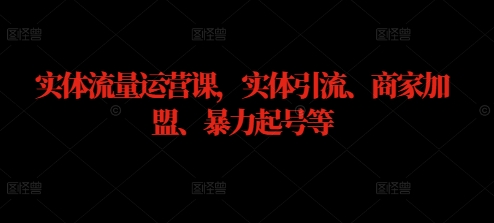 实体流量运营课，实体引流、商家加盟、暴力起号等-赚金金-技能学习分享