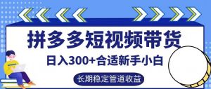 拼多多短视频带货日入300+有长期稳定被动收益,合适新手小白【揭秘】-赚金金-技能学习分享