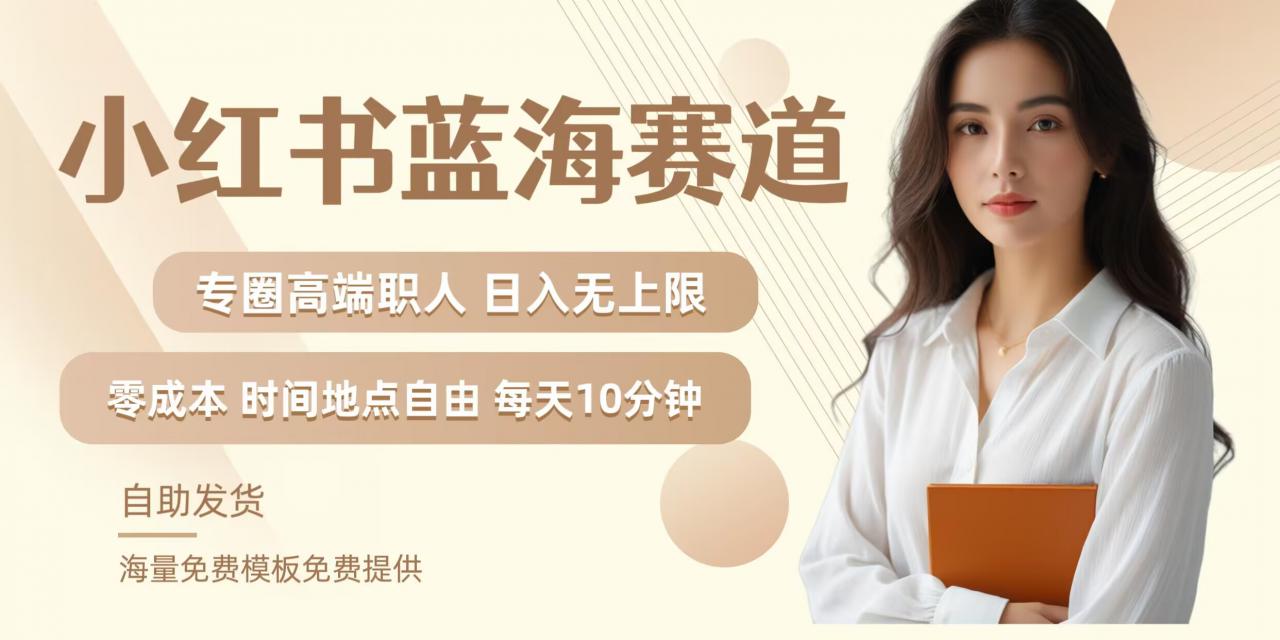 小红书蓝海赛道，圈中高端职场人，月入无上限，可矩阵，内含私域实操教程!-赚金金-技能学习分享