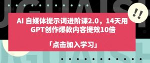 AI自媒体提示词进阶课2.0，14天用 GPT创作爆款内容提效10倍-赚金金-技能学习分享