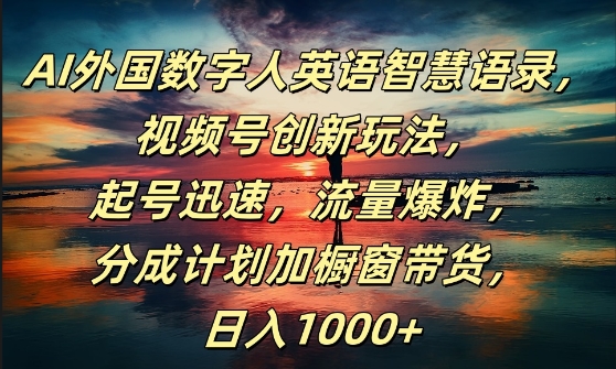AI外国数字人英语智慧语录，视频号创新玩法，起号迅速，流量爆炸，日入1k+【揭秘】-赚金金-技能学习分享