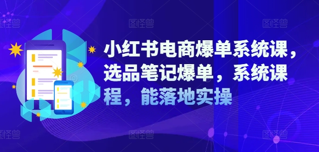 小红书电商爆单系统课，选品笔记爆单，系统课程，能落地实操-赚金金-技能学习分享