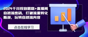 2024千川投放思路+直播间自然流密码,打破流量转化瓶颈,玩转自然流内容-赚金金-技能学习分享