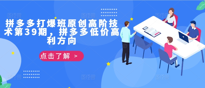 拼多多打爆班原创高阶技术第39期，拼多多低价高利方向-赚金金-技能学习分享