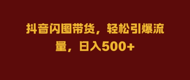 抖音闪图带货，轻松引爆流量，日入几张【揭秘】-赚金金-技能学习分享