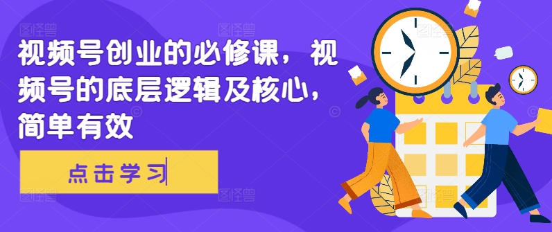 视频号创业的必修课，视频号的底层逻辑及核心，简单有效-赚金金-技能学习分享