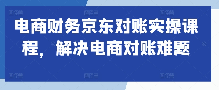 电商财务京东对账实操课程,解决电商对账难题-赚金金-技能学习分享