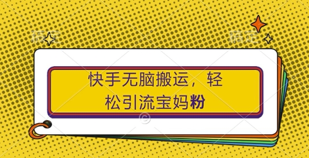 快手无脑搬运，轻松引流宝妈粉，纯小白轻松上手【揭秘】-赚金金-技能学习分享