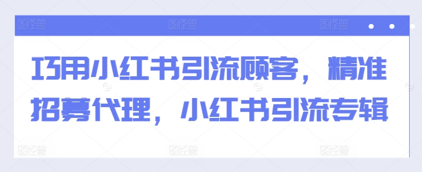 巧用小红书引流顾客,精准招募代理,小红书引流专辑-赚金金-技能学习分享