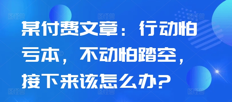 某付费文章：行动怕亏本，不动怕踏空，接下来该怎么办?-赚金金-技能学习分享