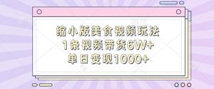 缩小版美食视频玩法,1条视频带货6W+,单日变现1k-赚金金-技能学习分享